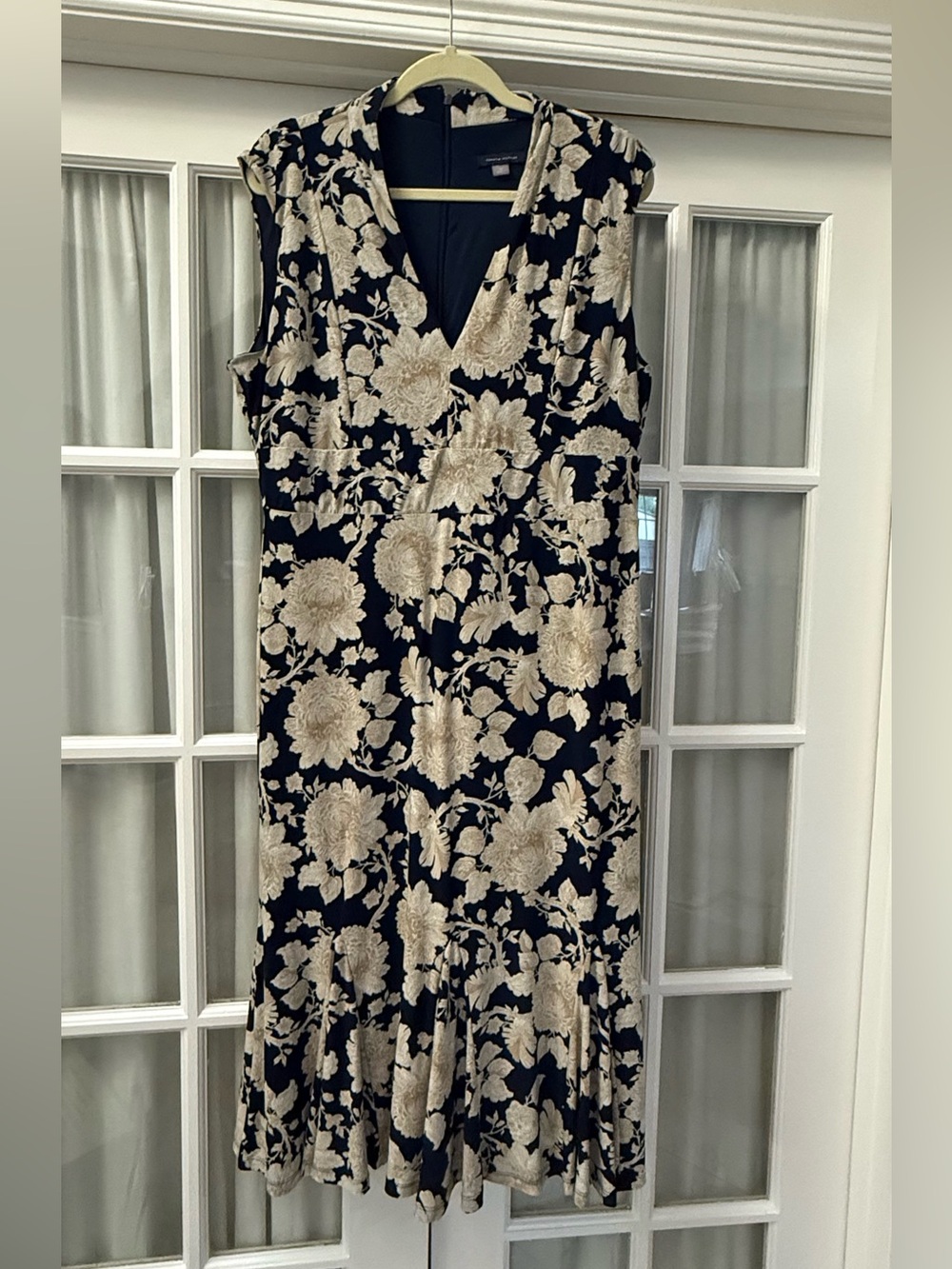 Tommy Hilfiger Navi Midi Dress with Cream Floral Pattern